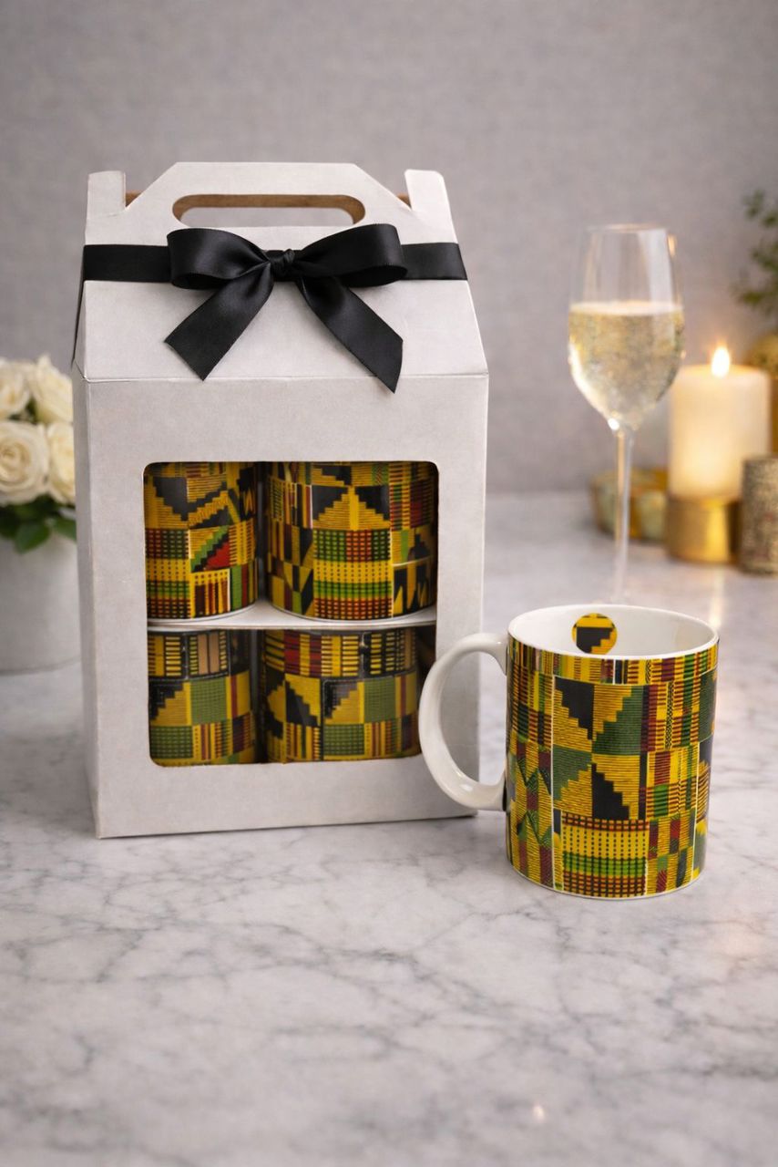 Set of four kente mugs